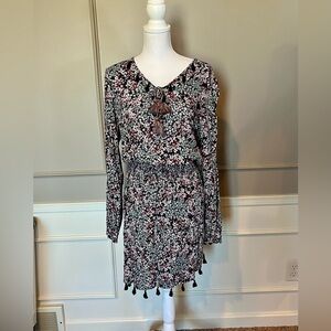 Knox Rose Dress XXL Floral Fringe V Neck Bohemian Boho Rodeo Western Casual